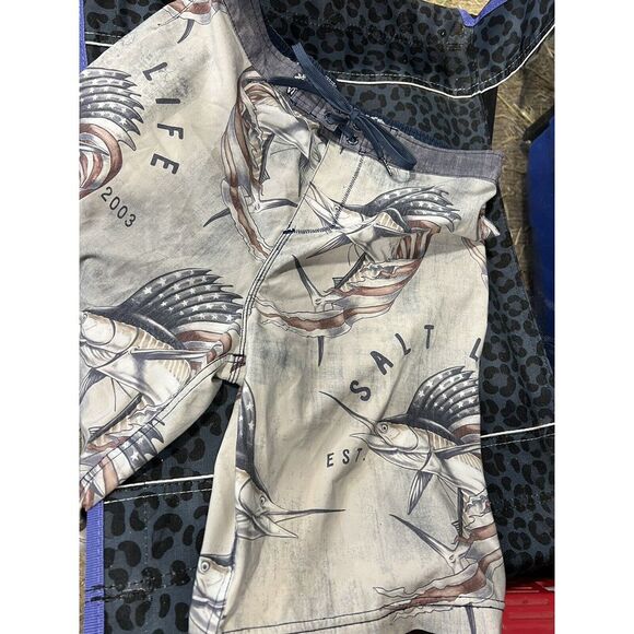 Salt Life SLX-QD Board Shorts Swim Trunks Vapor‎ Stretch Boys Large Gray - Picture 1 of 2